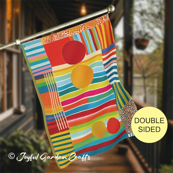 Modern Art House Flag, Colorful Abstract Outdoor Flag, Durable Double Sided Yard Decor, Bold Geometric Garden Banner, Large Porch Flag