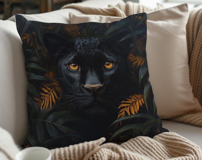 Panther Portrait Pillow Cover Wildlife Home Decor (20x20)