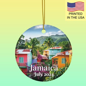 Jamaica Ornament With Date Custom Jamaica Honeymoon Keepsake Jamaica Vacation Souvenir Jamaican Landscape Ornament Unique Personalized Gift