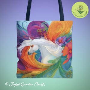 Unique Horse Tote Bag Boho Tote Bag for Women Colorful Rainbow Art for Animal Lover Eco-Friendly Gift Idea Stylish Horse Lovers Shopping bag