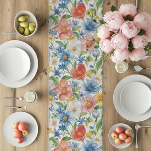 Summer Table Runner Cottage Core Table Accent Colorful Table Lined Boho Table Runner Floral Table Runner Country Spring Table Decor Gift