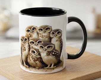 Adorable Burrowing Owl Mug Ceramic Coffee Cup Birdwatcher Gift