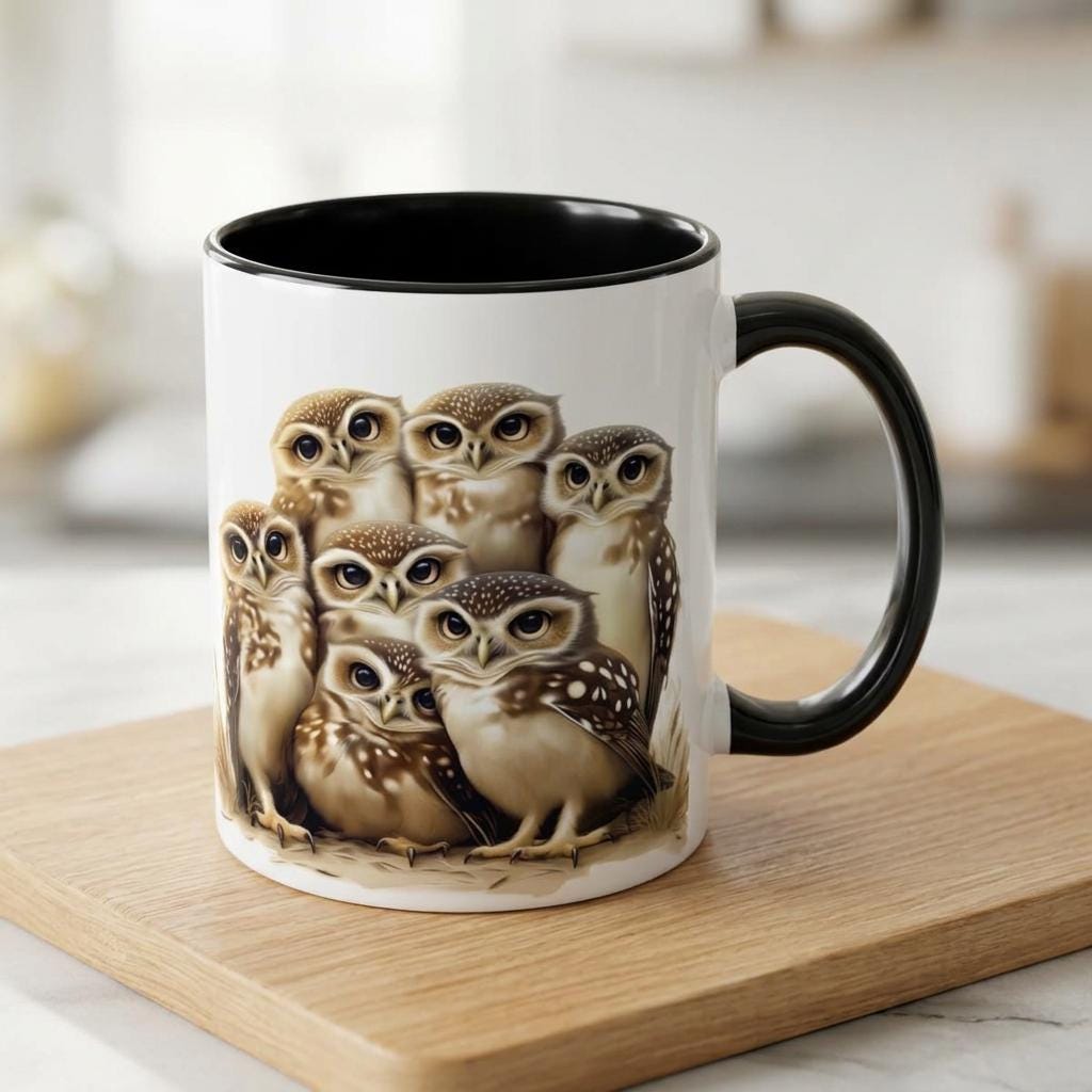 Adorable Burrowing Owl Mug Ceramic Coffee Cup Birdwatcher Gift