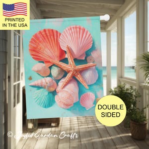 Tropische Muschel-Garten-Flagge Heller Strand-Hausdekor Perfekt für Sommerterrassen Lebendiges Küstenhof-Dekor-Ideales Geschenk für die Ferienvermietung