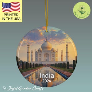 Personalized Indian Ceramic Christmas Ornament India Travel Ornament Custom Indian Holiday Ornament Taj Mahal Indian Heritage Ornament Gift