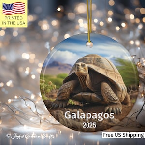 Personalized Galapagos Giant Tortoise Ornament Travel Keepsake