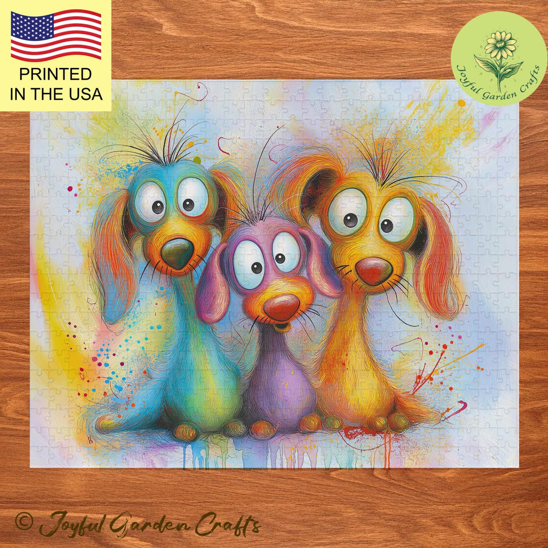 Funny Dachshund Puzzle Colorful Whimsical Dogs Art Brain Challenge - Etsy