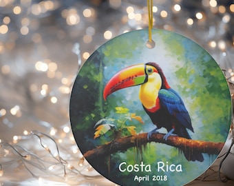 Personalized Costa Rica Travel Ceramic Ornament Custom Travel Ornament Travel Keepsake Ornament Costa Rica Vacation Souvenir Travel memory