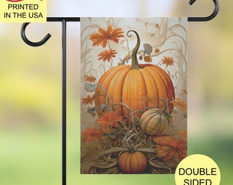 Bandera de jardín de calabazas, decoración rústica de otoño para Acción de Gracias