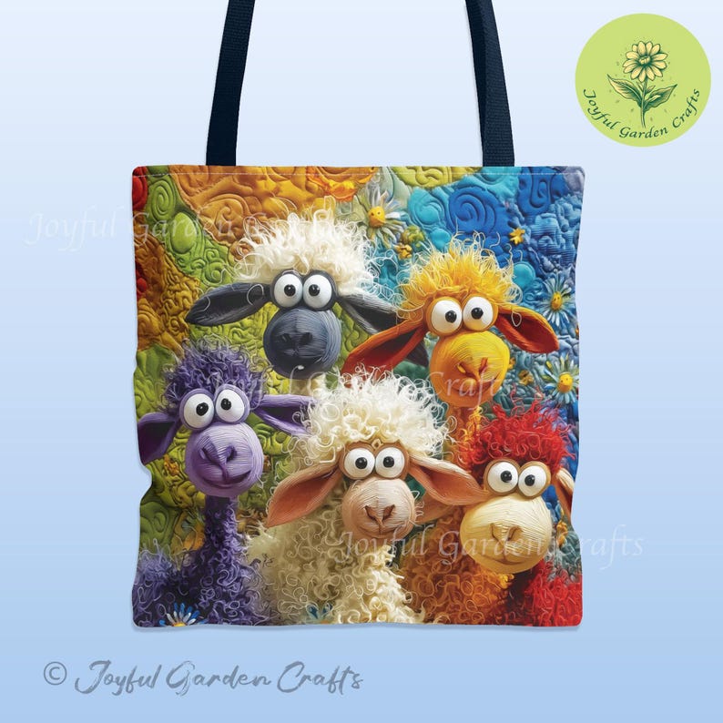 Bolsa de mano divertida de oveja, regalo colorido para amantes de los animales imagen 1