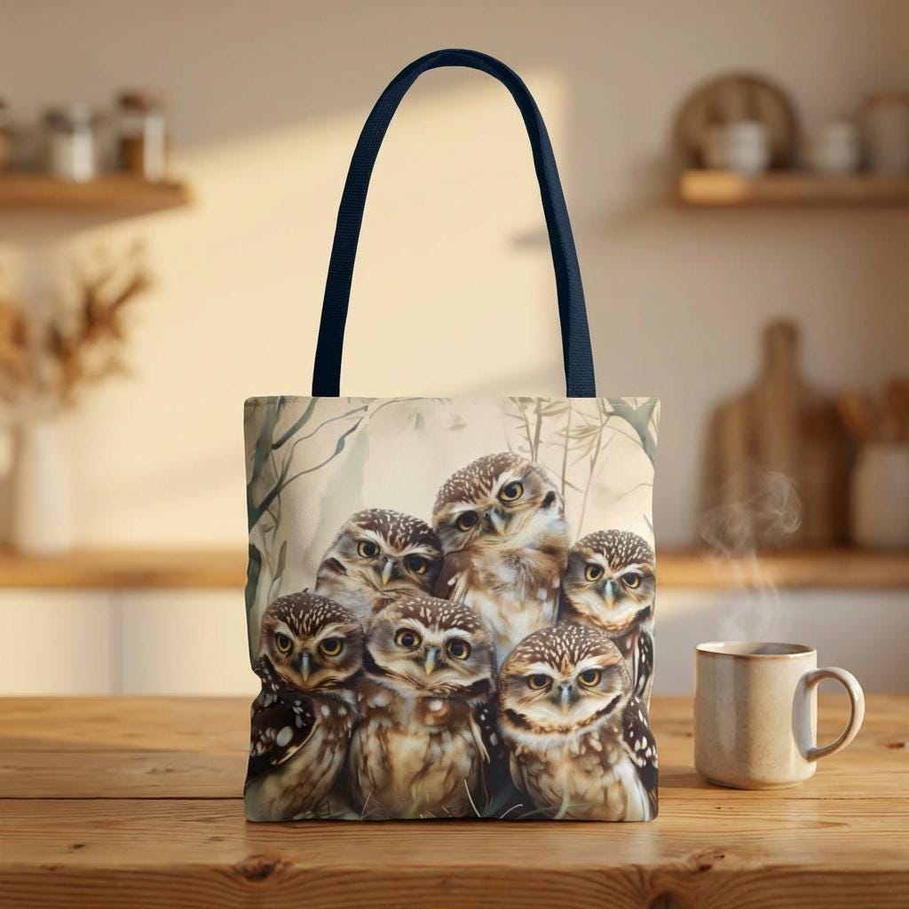 Cute Owl Tote Bag For Owl Lover Tote Bag Gift Summer Bag Owl Original Art Gift For Best Friend Femal