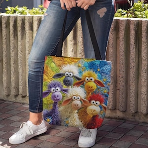 Bolsa de mano divertida de oveja, regalo colorido para amantes de los animales imagen 4