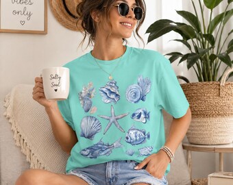 Seashell Graphic T Shirt Coastal Ocean Beach Tee Nautical Summer Vacation Shirt Ocean Lover Gift Coastal Aesthetic Top