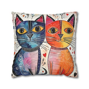 Lindo gato almohada cubierta caprichoso arte gato amante regalo divertido gato almohada cubierta lindo gato colorido almohada caso acento almohada divertido regalo funda de almohada