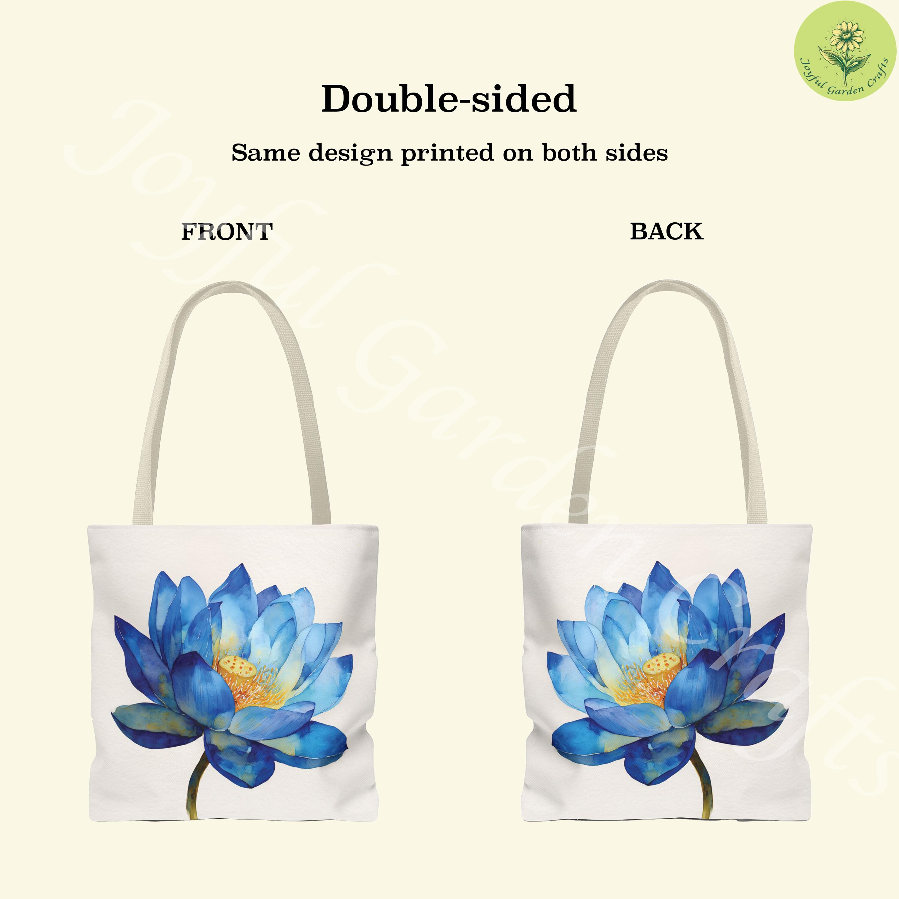 水彩ブルーロータストートバッグ ボヘミアンフローラルアクセサリー