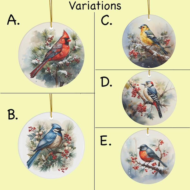 Blue Jay Vintagestyleceramic Christmas Ornament Retro Round Bird