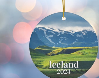 Personalized Iceland Travel Ornament Custom Vacation Keepsake