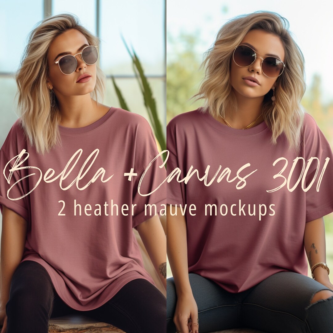 Bella Canvas 3001 Mockup Heather Mauve Shirt Bella Tshirt Oversized ...