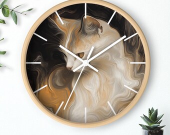 Elegant Cat-Themed Wall Clock, Modern Home Decor for Cat Lovers, Unique Gift Idea, Cat Lover Wall Art