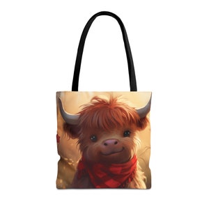 Highland Cow Bag for Animal Lovers, Cow Lover Gift, Highland Fluffy Cow Gift, Highland Cow Baby Shower Gift , Scottish Cow Tote Bag (AOP)