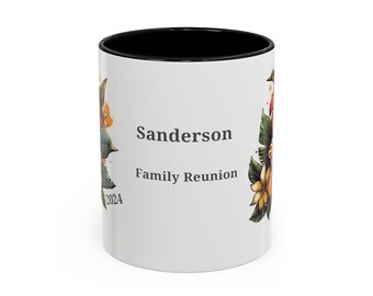 Family Reunion Personalized,  Pretty Floral Accent Coffee Mug (11, 15oz)