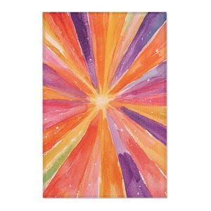 Vibrant Watercolor Area Rug, Living Room Accent, Bright Home Accessory, Gift for Art Lovers, Star Design, Colorful Rug