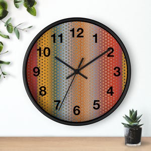 Vibrant Boho Wall Clock, Colorful Decor for Home, Unique Gift for Art Lovers, Geometric Pattern Accent for Home Office Decor