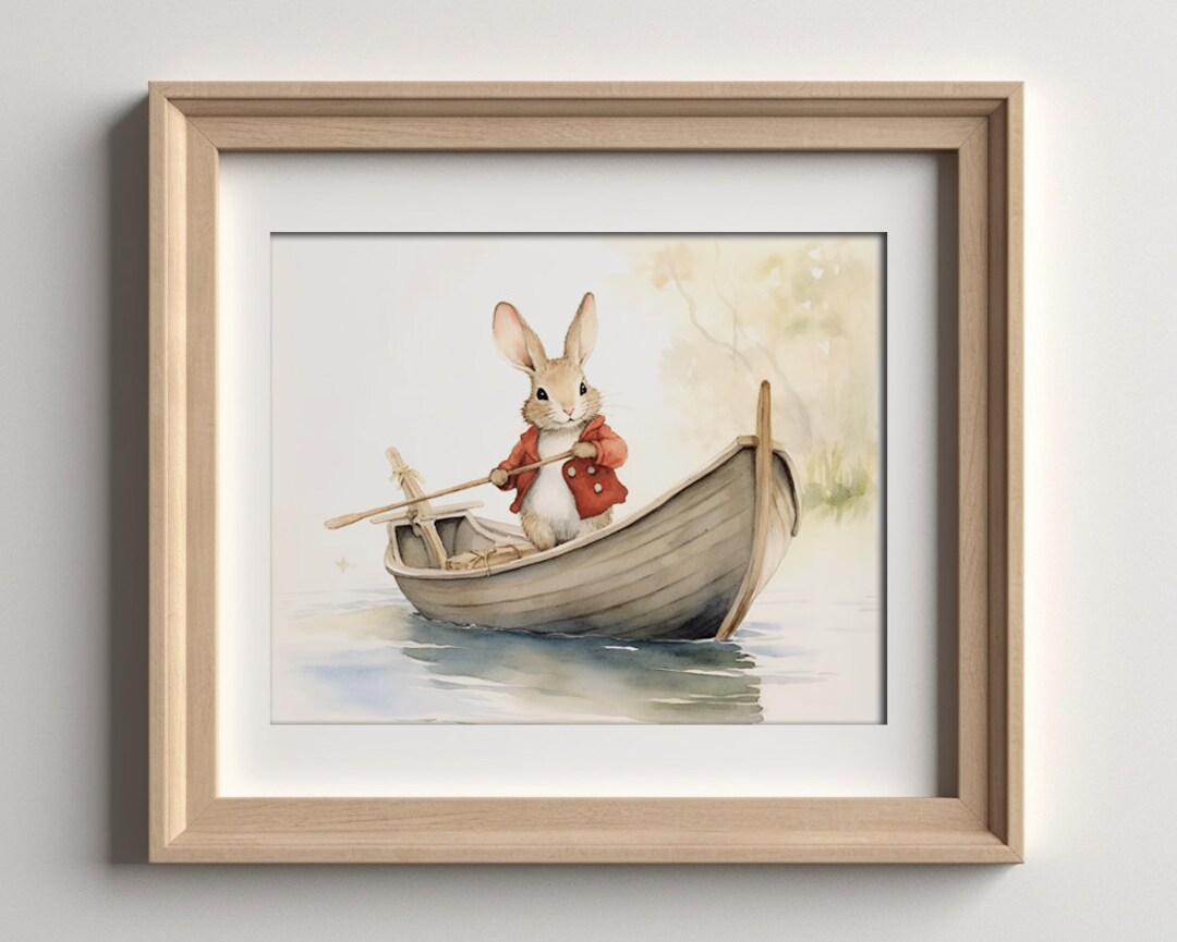 Nursery Art Bunny Canoe Instant Downloadable Art Print Etsy
