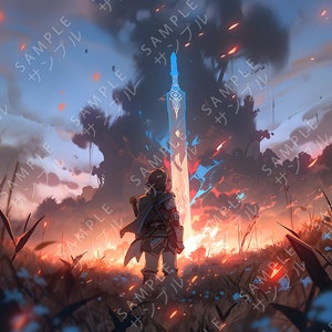 The Legend of Zelda: Link - Master Sword&#39;s Devastating Power - Digital Art Wall Art Print Poster Download .PNG