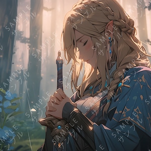 Tears of The Kingdom: Zelda - Silent Princess - Digital Art Wall Art Print Poster Download .PNG