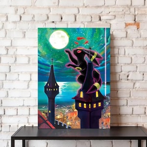 Umbreon VMAX Alt Art Moonbreon Secret Rare Cityscape Full Moon Fantasy Art - Pokemon Poster
