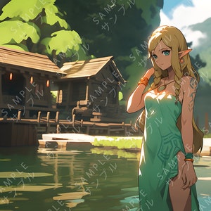 Tears of The Kingdom: Zelda - Lake House - Digital Art Wall Art Print Poster Download .PNG