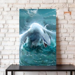 Lugia V Guardian of the Sea Ultra rare Silver Tempest Fantasy Art - Pokemon Poster