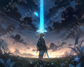 The Legend of Zelda: Tears of The Kingdom - Link's Intense New Power - Digital Art Wall Art Print Poster Download .PNG