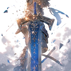 Tears of The Kingdom: Link - Sword Placement - Digital Art Wall Art Print Poster Download .PNG