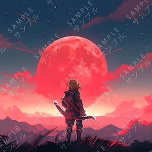 Tears of The Kingdom: Link - Ruby Moon - Digital Art Wall Art Print Poster Download .PNG