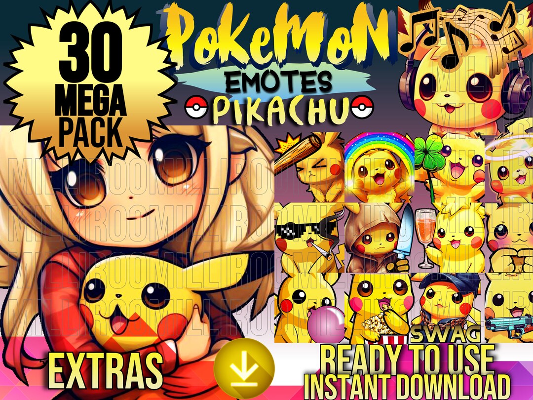 PIKACHU Pokemon Emotes - EXTRAS Pack - Etsy