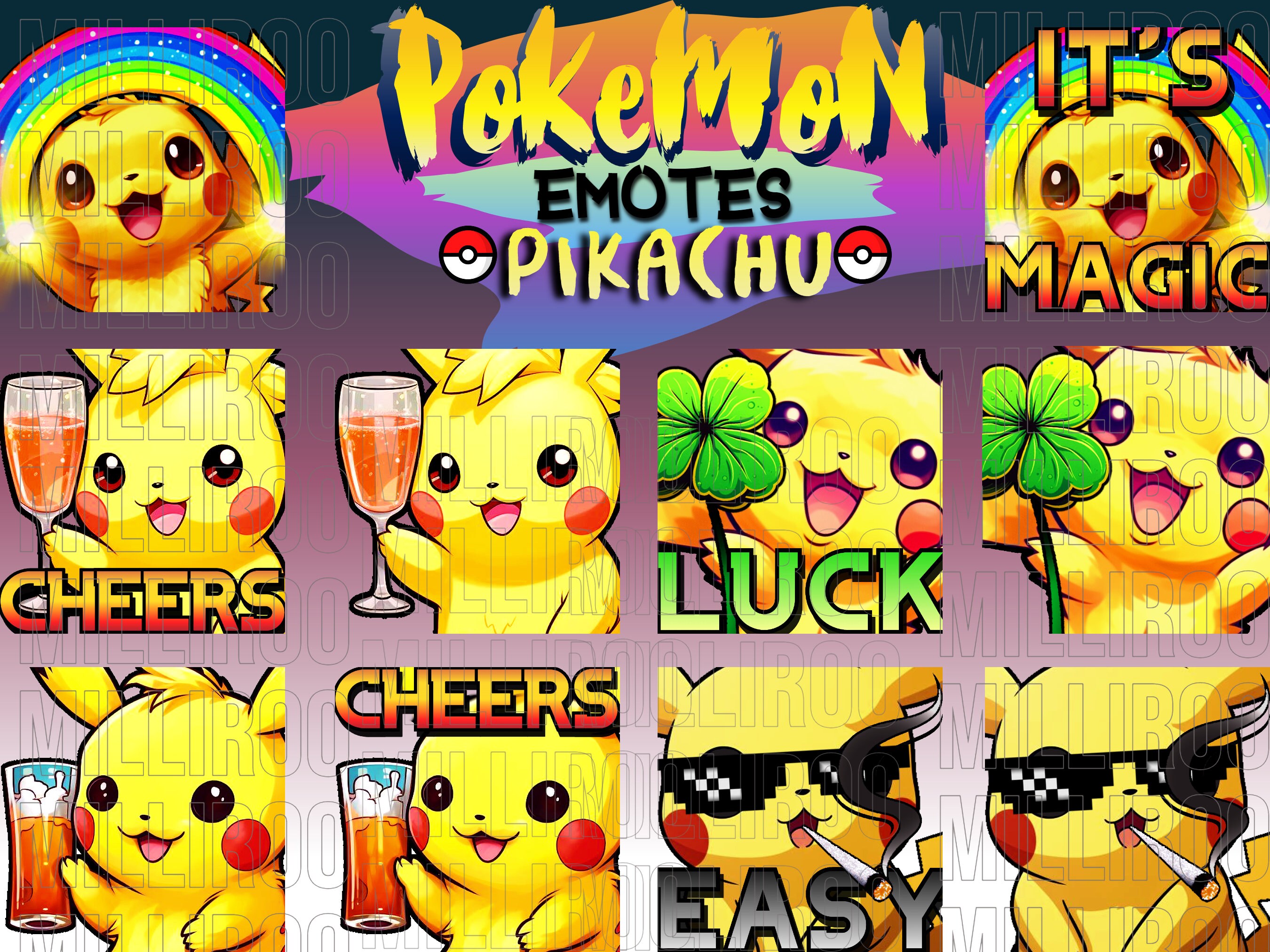 PIKACHU Pokemon Emotes EXTRAS Pack - Etsy