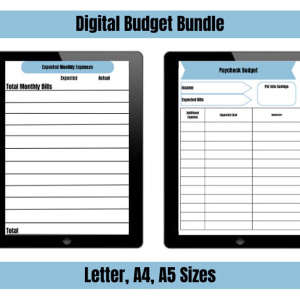 Digital PDF Budget Planner, Printable A4 A5 Letter Binder, Financial Organizational Templates, Money Tracker Templates