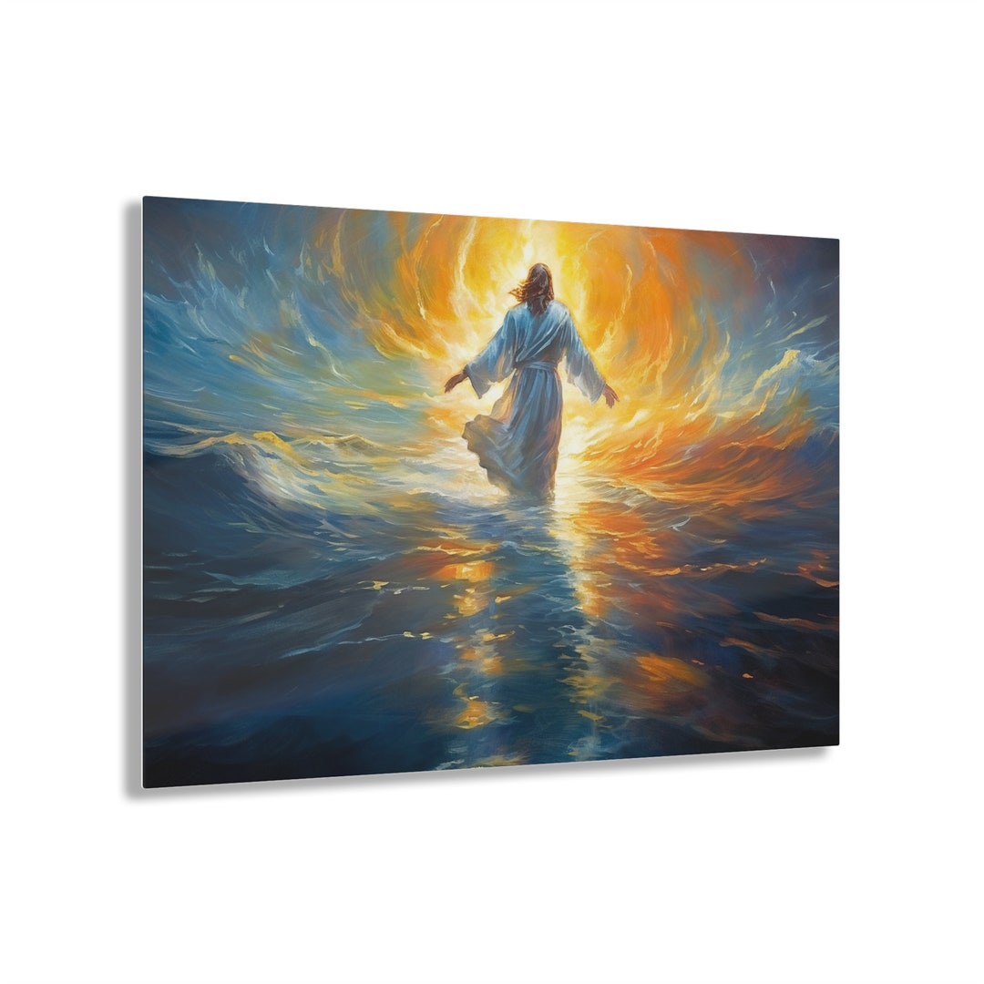 Jesus Christ Walking on Water Oil Painting Christian Print - Etsy