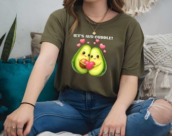 Let's Avo Cuddle mignon couple d'avocats T-shirt de Zazzle.be Liste d'envies Vous avez des idées ? T-shirt coeur dessin animé