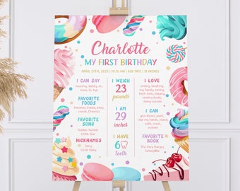 Sweet One Birthday Milestone Sign: Candy Theme (Digital Download)