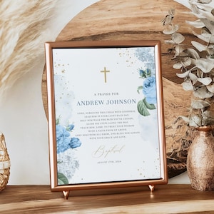 Baptism Prayer Sign Template, Personalized Prayer Sign, Editable Baptism Gift, Baptism Sign, Christening Prayer Sign Instant Download B004