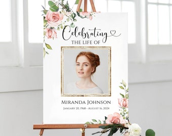 Funeral Memorial Sign Template: Celebration of Life (Digital Download)