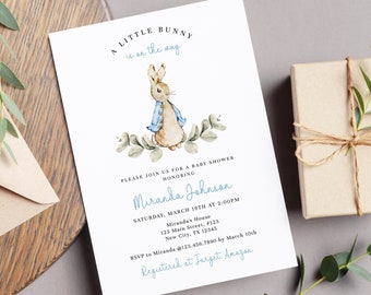 Bunny Baby Shower Invitation: Editable Rabbit Template (Digital)