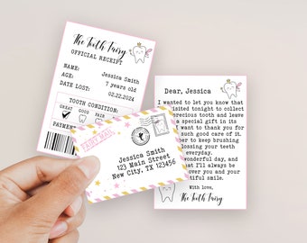 Mini-Tooth Fairy Brief-Set: Quittung & Umschlag (editierbar druckbar)