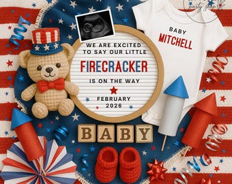 4th of July Pregnancy Announcement: Patriotic Baby Reveal (Digital Template)