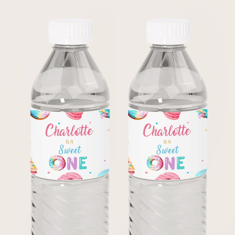 Sweet One Birthday Bottle Labels Template, 1st Birthday Girl, First ...