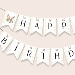 Bunny Happy Birthday Banner, Bunny Birthday Garland, 1st Birthday Party Decorations, Some Bunny is One Birthday Bunting Banner Template D037