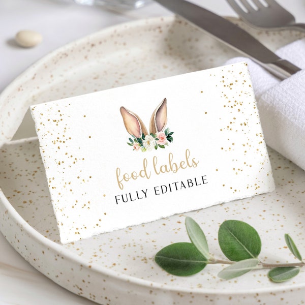 Bunny Place Cards Template, Food Tent Cards, Table Card, Birthday Food Labels, 1st Birthday Decorations, Some Bunny is One Birthday, D037